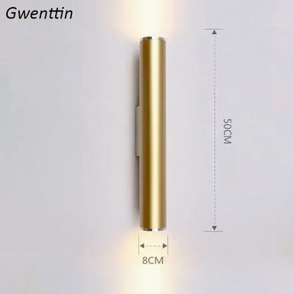 Modern gold cylindrical wall sconce light fixture living room
