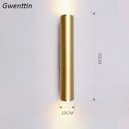 Modern gold cylindrical wall sconce light fixture living room