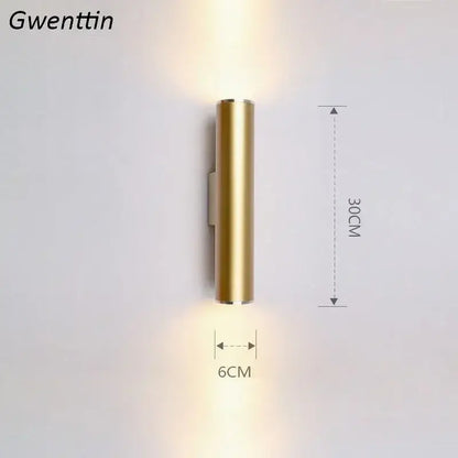 Modern gold cylindrical wall sconce light fixture living room