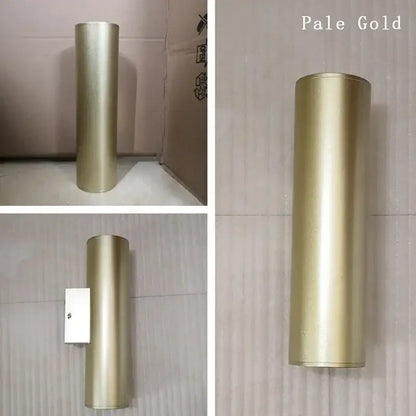 Modern gold cylindrical wall sconce light fixture living room