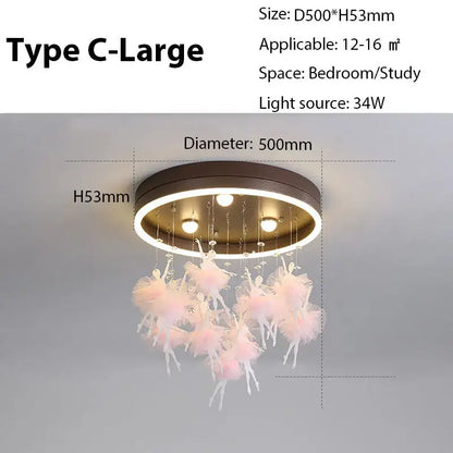Modern gold dancing girl led chandelier crystal bird bedroom light