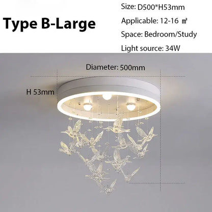 Modern gold dancing girl led chandelier crystal bird bedroom light