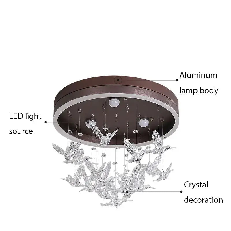 Modern gold dancing girl led chandelier crystal bird bedroom light