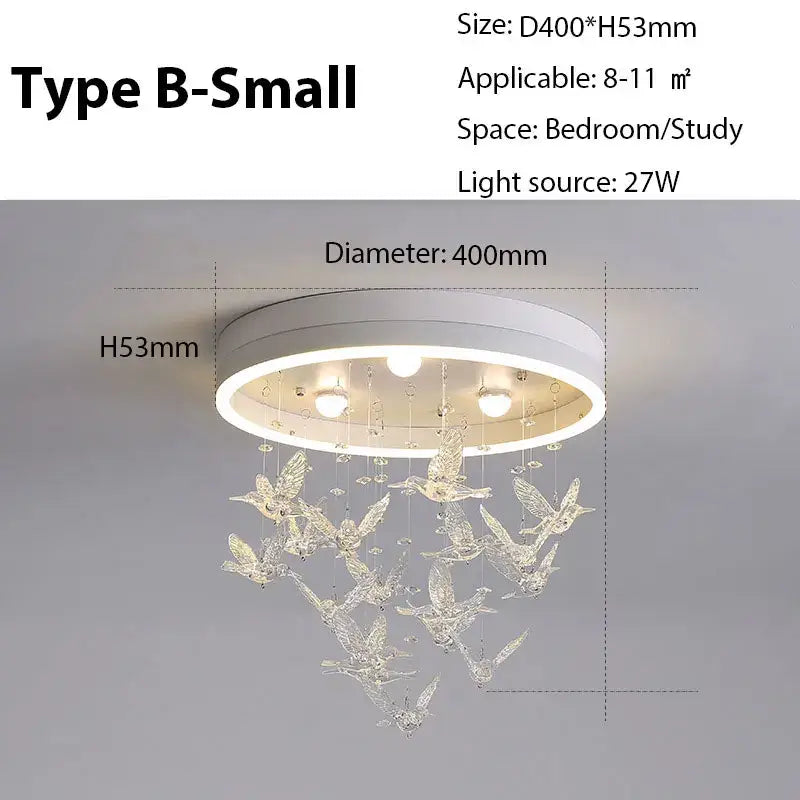 Modern gold dancing girl led chandelier crystal bird bedroom light