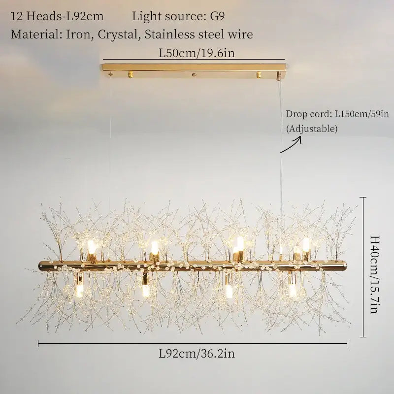 Modern gold dandelion art crystal chandelier living room light