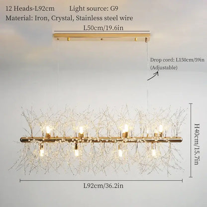 Modern gold dandelion art crystal chandelier living room light