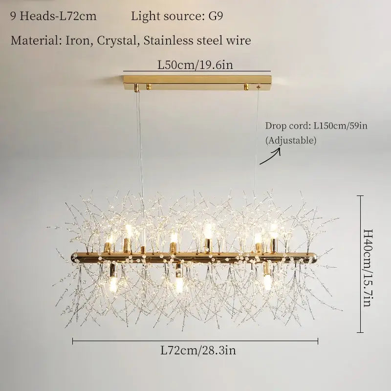 Modern gold dandelion art crystal chandelier living room light