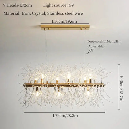 Modern gold dandelion art crystal chandelier living room light
