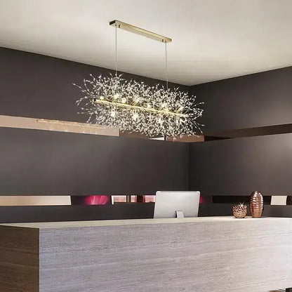 Modern gold dandelion crystal ceiling lamp for dining room