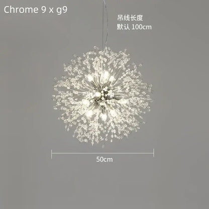 Modern gold dandelion crystal ceiling lamp for dining room