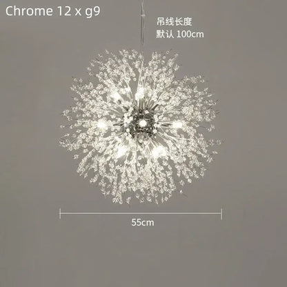 Modern gold dandelion crystal ceiling lamp for dining room
