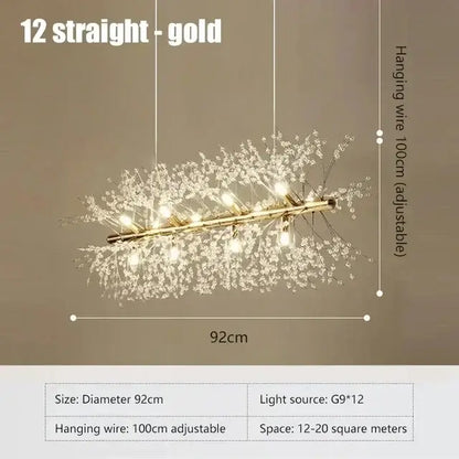 Modern gold dandelion crystal ceiling lamp for dining room