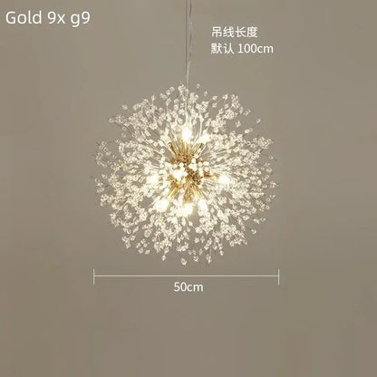 Modern gold dandelion crystal ceiling lamp for dining room