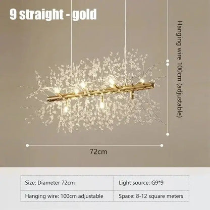 Modern gold dandelion crystal ceiling lamp for dining room