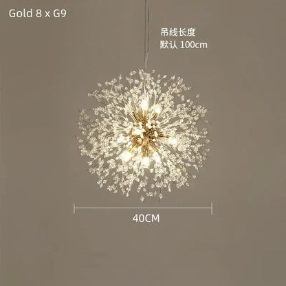 Modern gold dandelion crystal ceiling lamp for dining room