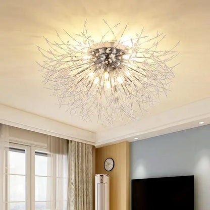 Modern gold dandelion crystal led ceiling light for living room