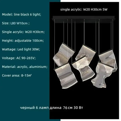 Modern gold acrylic leaf chandelier dining room light