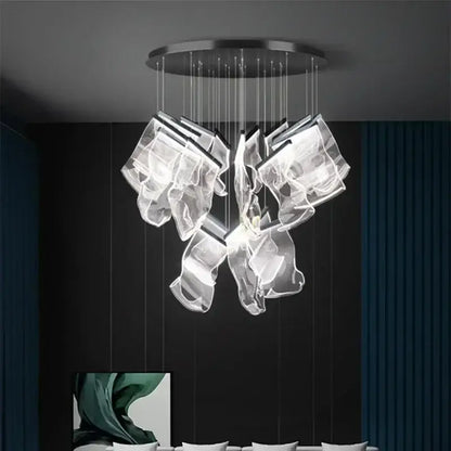 Modern gold acrylic leaf chandelier dining room light