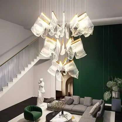 Modern gold acrylic leaf chandelier dining room light