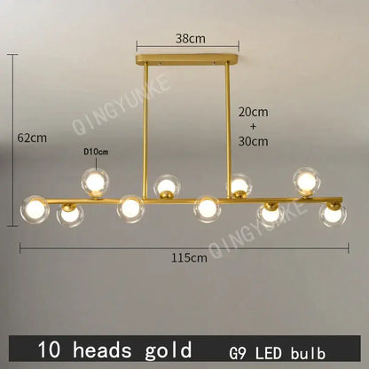 Modern gold bubble ball led hanging chandelier dining room