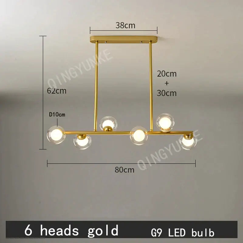 Modern gold bubble ball led hanging chandelier dining room