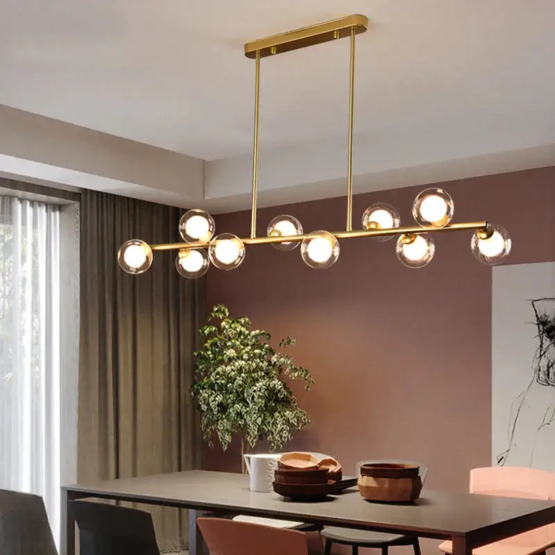 Modern gold bubble ball led hanging chandelier dining room