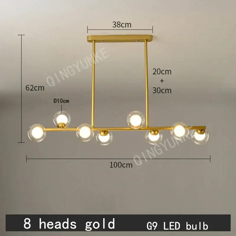 Modern gold bubble ball led hanging chandelier dining room