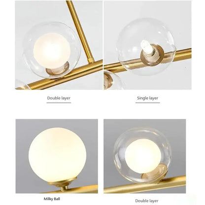 Modern gold bubble ball led hanging chandelier dining room