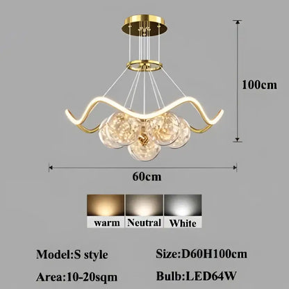 Modern gold bubble chandeliers – dining room led light