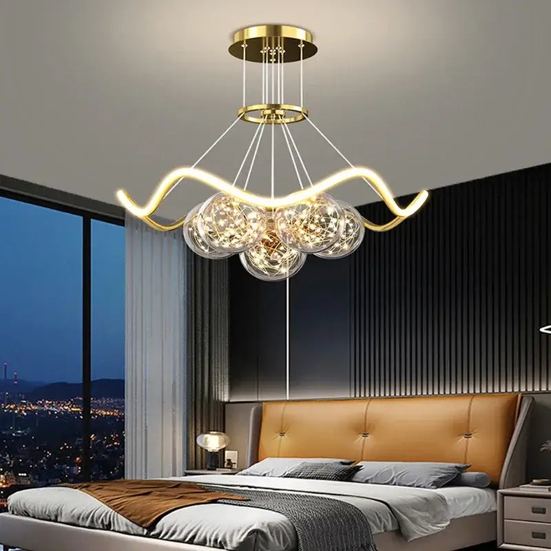 Modern gold bubble chandeliers – dining room led light