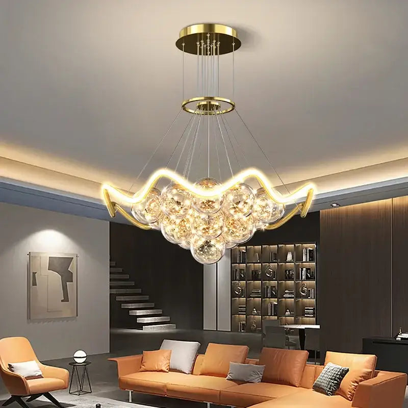 Modern gold bubble chandeliers – dining room led light