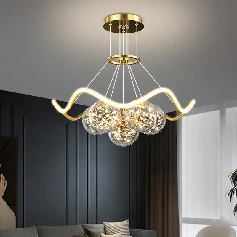 Modern gold bubble chandeliers – dining room led light
