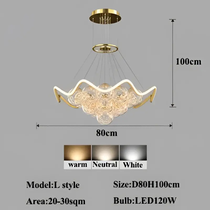 Modern gold bubble chandeliers – dining room led light