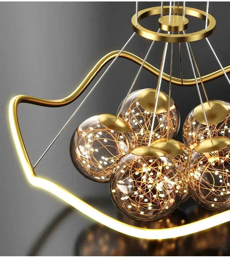 Modern gold bubble chandeliers – dining room led light