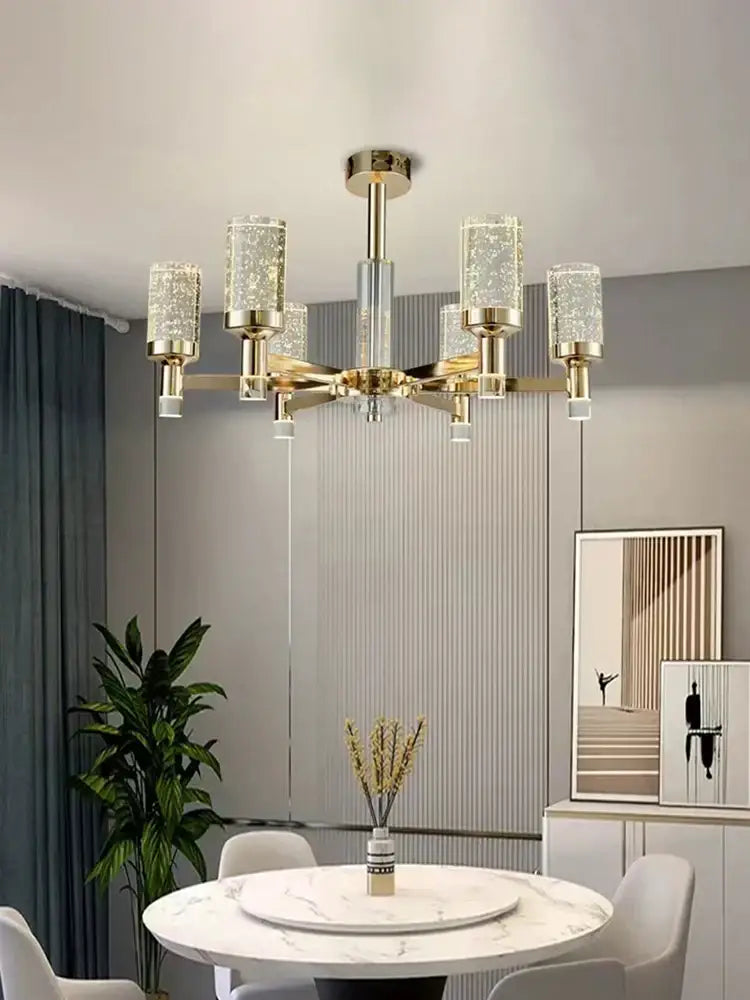 Modern gold bubble crystal chandelier for living room