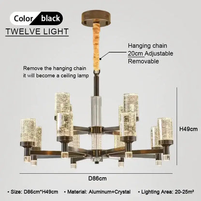 Modern gold bubble crystal chandelier for living room