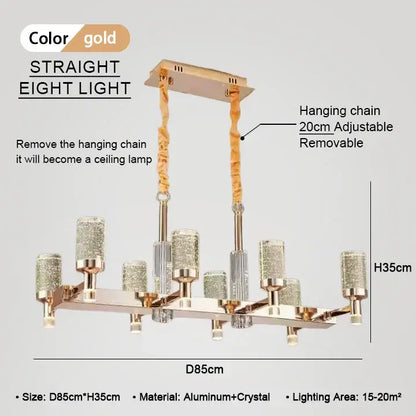 Modern gold bubble crystal chandelier for living room