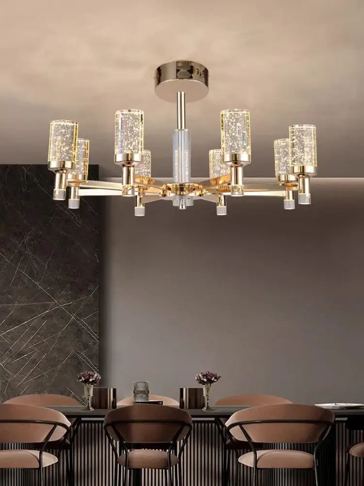 Modern gold bubble crystal chandelier for living room