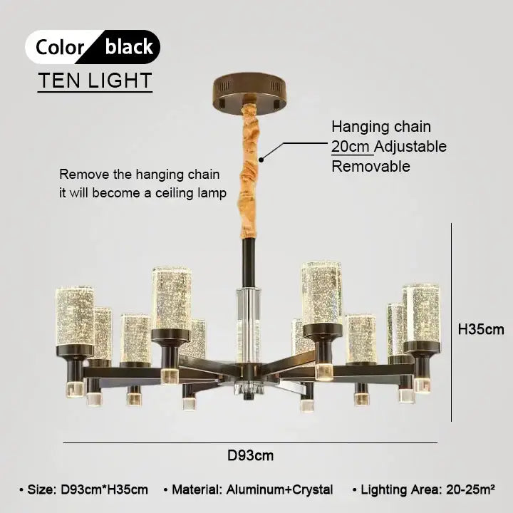 Modern gold bubble crystal chandelier for living room