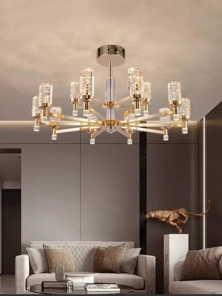 Modern gold bubble crystal chandelier for living room