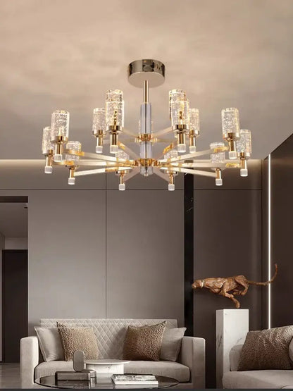 Modern gold bubble crystal chandelier for living room