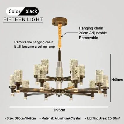 Modern gold bubble crystal chandelier for living room