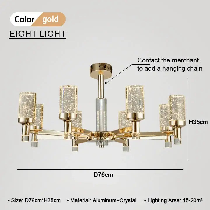 Modern gold bubble crystal chandelier for living room