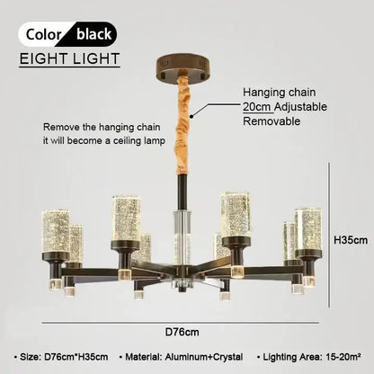 Modern gold bubble crystal chandelier for living room