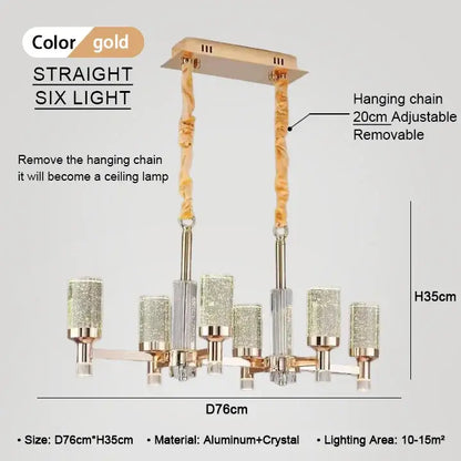 Modern gold bubble crystal chandelier for living room