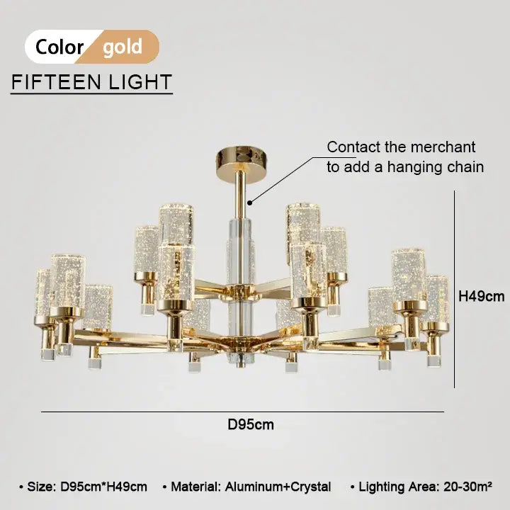 Modern gold bubble crystal chandelier for living room