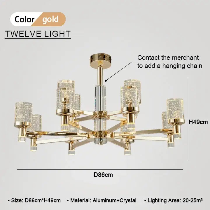 Modern gold bubble crystal chandelier for living room
