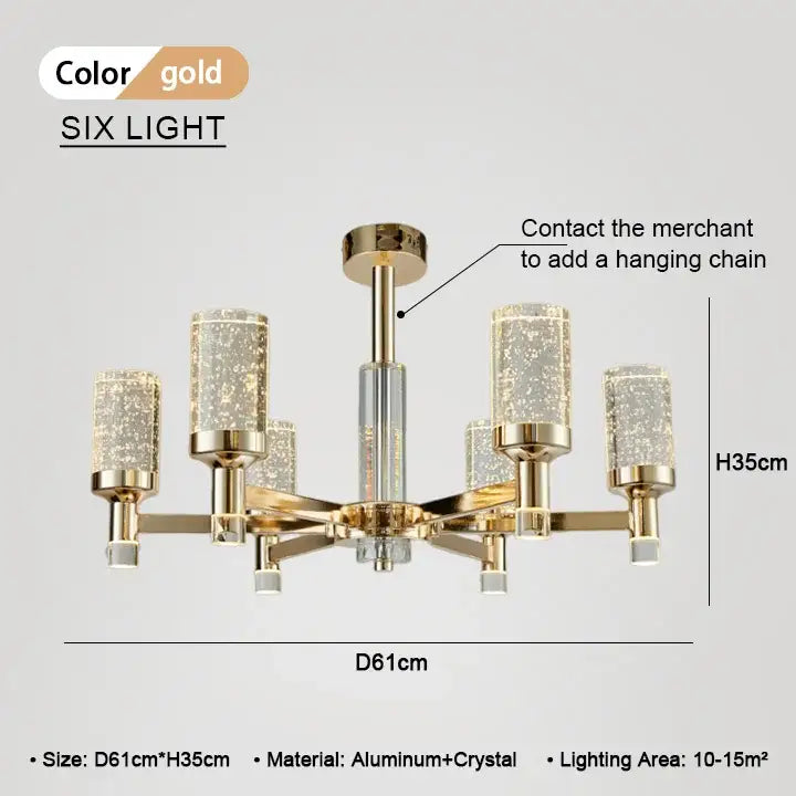 Modern gold bubble crystal chandelier for living room