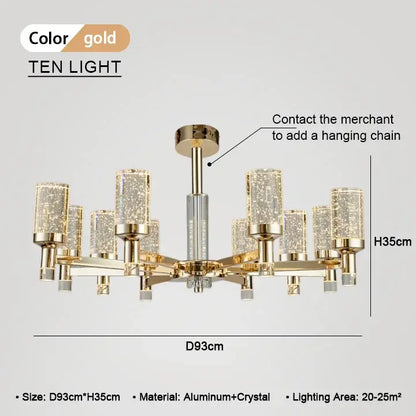 Modern gold bubble crystal chandelier for living room