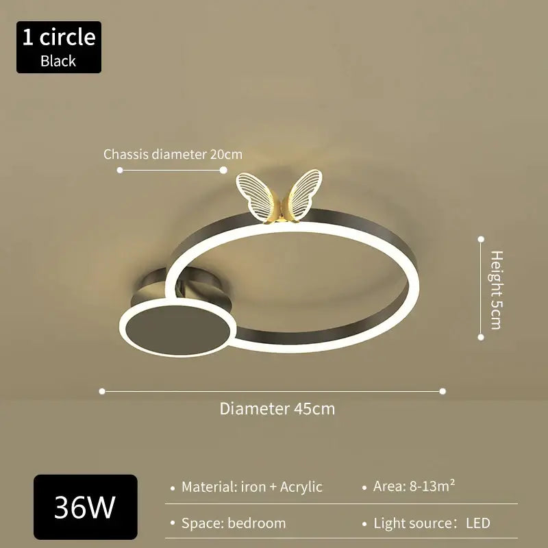 Modern gold butterfly light round living room lamp